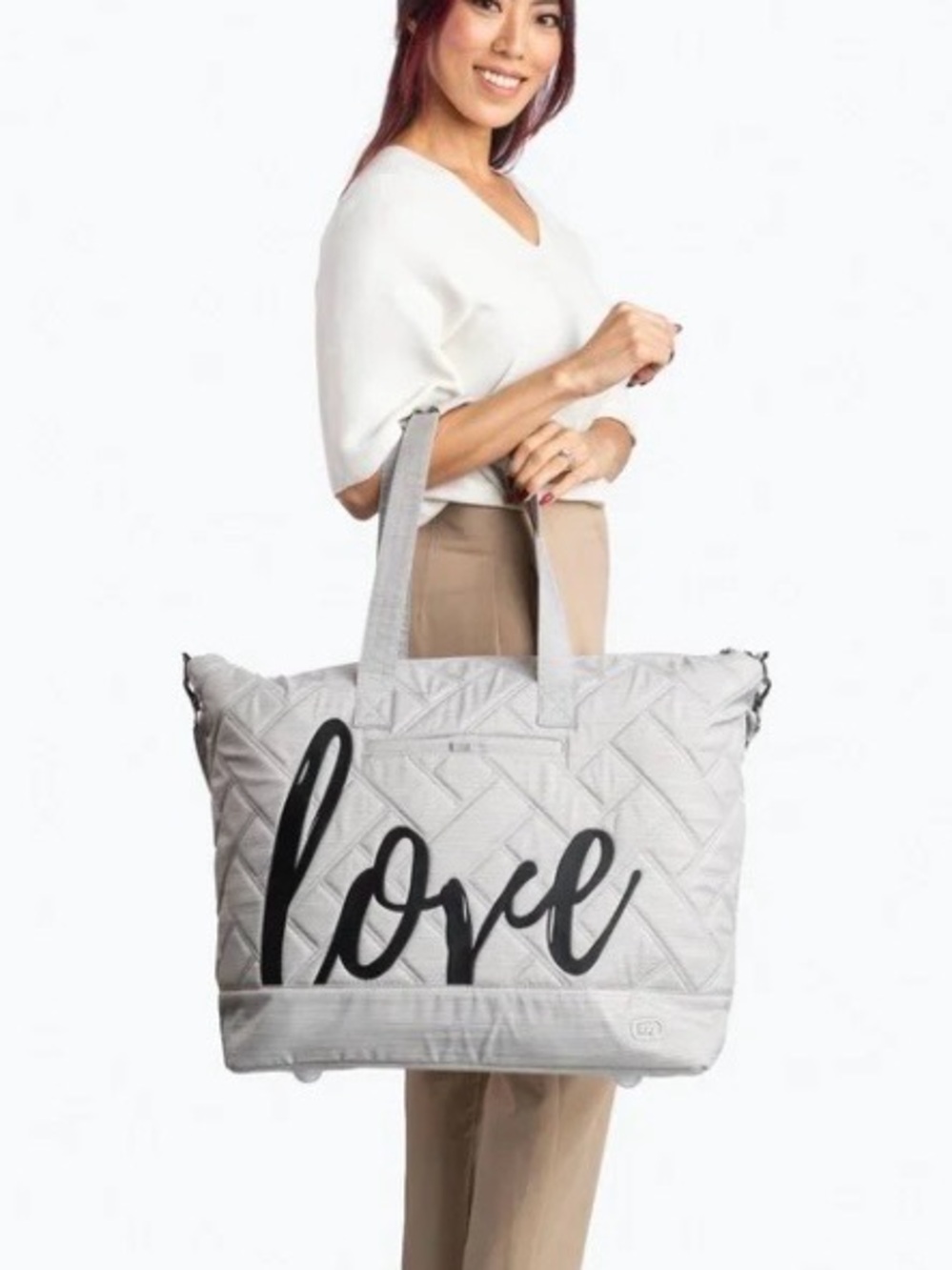 Lug Legacy Collection Aerial Love Tote Bag. Brushed Silver. NWT